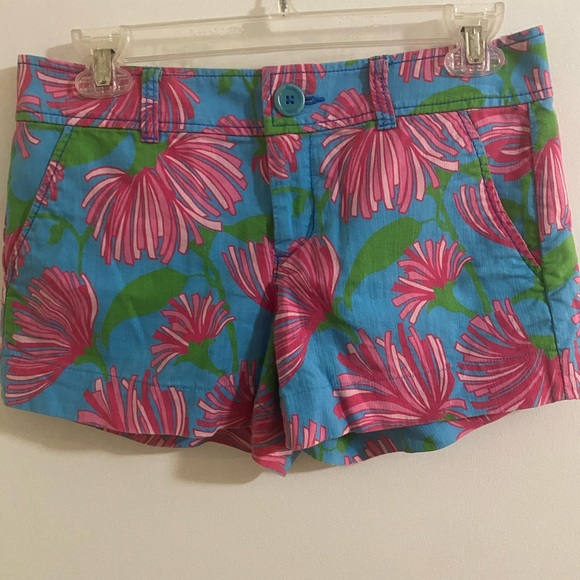 LILLY PULITZER SHORTS size 0 pink blue green floral - Picture 1 of 8